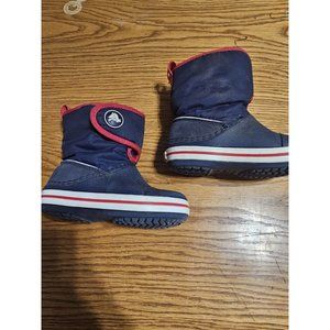 Crocs Waterproof Winter Snow Boots Blue Red Youth Toddler Size 7